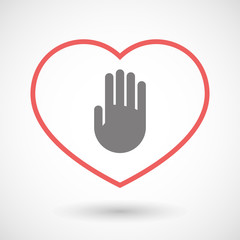 Line heart icon with a hand