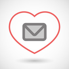 Line heart icon with an envelope