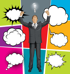 Big Set Of Bubble Speech And Man Looking Up