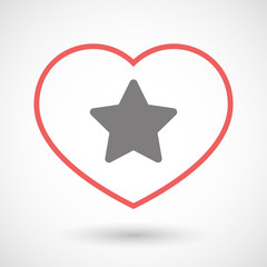 Line heart icon with a star