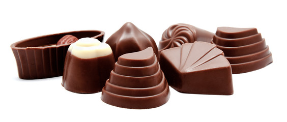 Assortment of chocolate candies isolated