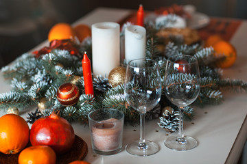 Glasses at a Christmas table