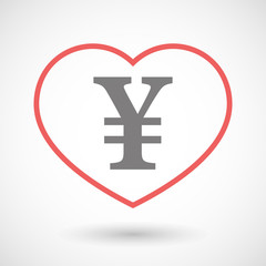 Obraz premium Line heart icon with a yen sign
