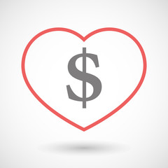 Line heart icon with a dollar sign