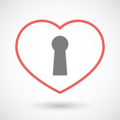 Line heart icon with a key hole