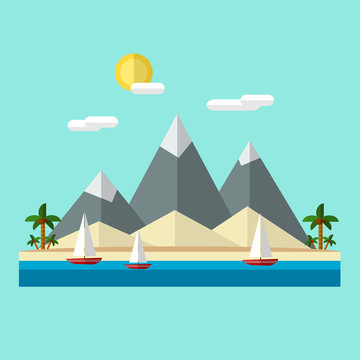 Island icon flat