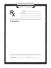 Blank prescription form, isolated on white background. - obrazy, fototapety, plakaty