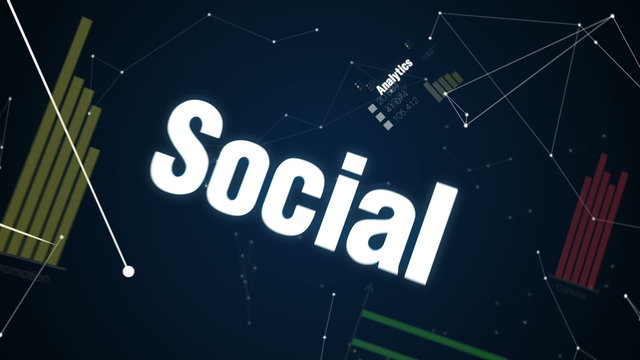 Analytics, Social, Storage, Cloud, Networking, Text animation 'BIG DATA'