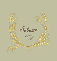 Autumnal label with wreath