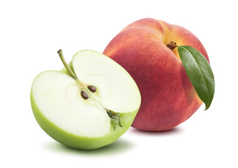 Peach apple half isolated on white background