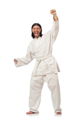 Karate fighter isolated on white