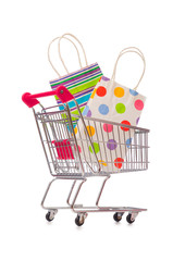 Cart in holiday shopping concept