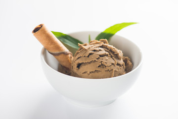 Chocolate ice cream close up