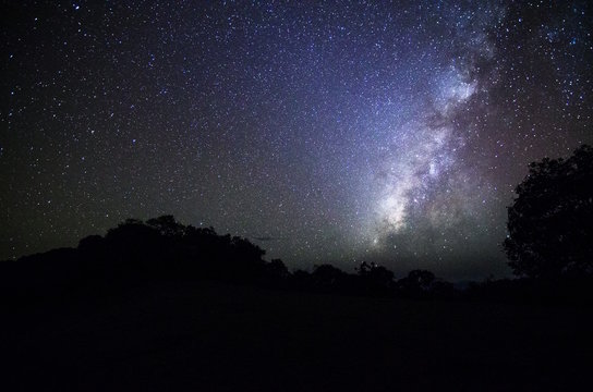 Wide field long exposure photo of the Milky Way