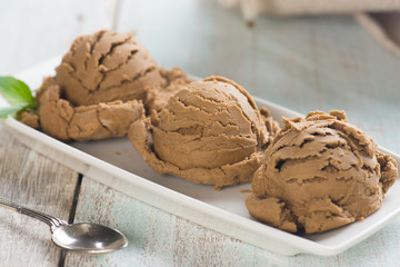 Chocolate ice cream close up