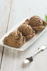 Chocolate ice cream close up