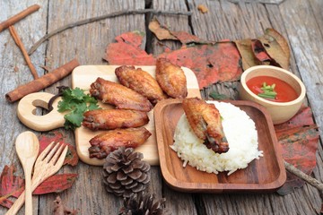 Fried chicken wings with sauce of delicious.