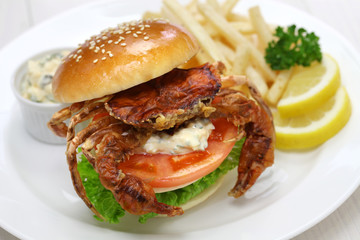 soft shell crab sandwich, spider sandwich