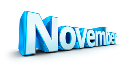 Word November , 3d concept over white