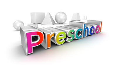 Preschool text,  3d Concept isolated on white
