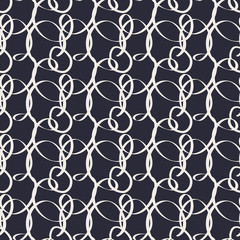 Fototapeta premium Geometric hand drawn seamless pattern with ribbons