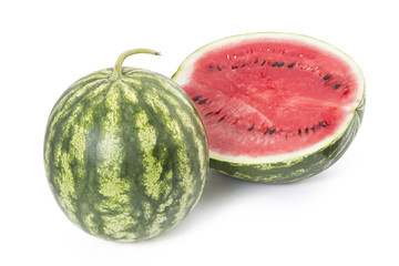 Sweet ripe watermelons isolated on white background