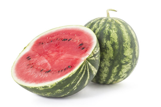Sweet ripe watermelons isolated on white background