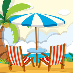 Chairs and umbrella on the beach