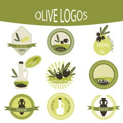Set of olive oil logos, labels, badges.