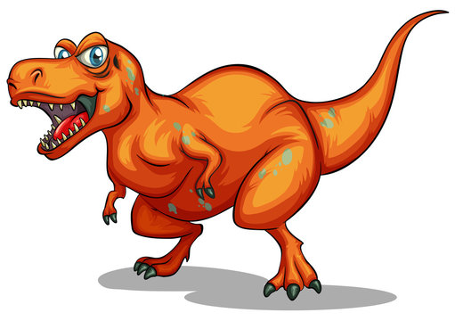 orange dinosaur with sharp teeth