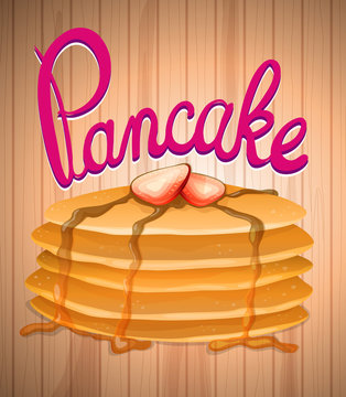 Layer of pancake and fresh strawberry