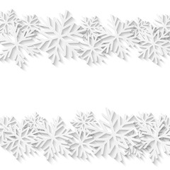 Christmas background with white paper snowflakes 