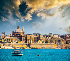 Fototapeta premium View of Marsamxett Harbour and Valletta