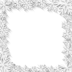 Fototapeta na wymiar Christmas background with white paper snowflakes 