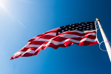 american flag in the sky