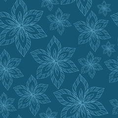 blue big flowers on a blue background vector seamless  pattern