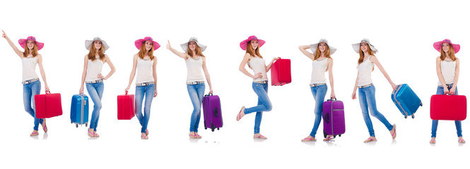 Set of photos with woman travelling