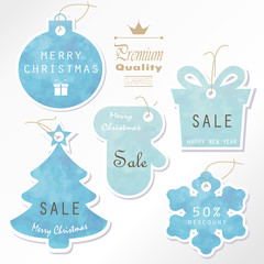 Naklejka premium Light blue pastel tag on christmas holiday