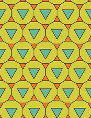 Vector modern seamless colorful geometry pattern triangle polygon, color green blue orange abstract geometric background, trendy multicolored print, retro texture, hipster fashion design