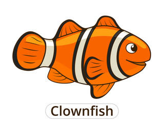 Clownfish sea fish cartoon illustration 