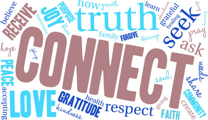 Connect Word Cloud On a White Background. 