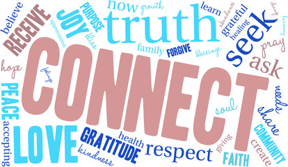 Connect Word Cloud On a White Background. 