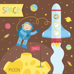 Cartoon illustration about space.