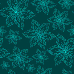 blue big flowers on a blue background vector seamless abstract h