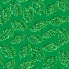 green leaves on a green background vector seamless abstract hand