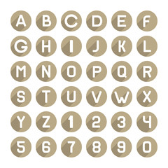 Flat Style Alphabet Icons Set. Vector