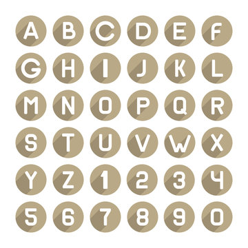 Flat Style Alphabet Icons Set. Vector