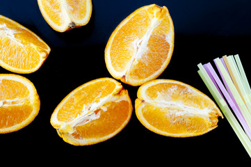 close-up photo of delicious fresh oranges into wedges