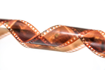 35mm film strip over white background