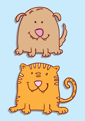 Dog and cat,vector illustration.
